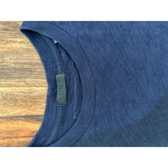 ATM Women's Blue Slub Jersey Schoolboy Crew Neck T-Shirt Size - Picture 3 of 4